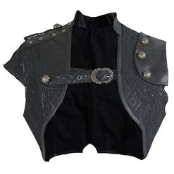 Steampunk Gothic Black Leather Pouch Belt Corset Shrug N14158