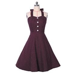 Women's Vintage Halter Polka Dot Rockabilly Swing Dress N14159