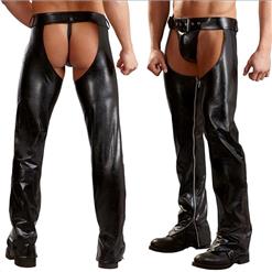 Men's Sexy Black Open Hip Pants Trousers N14165