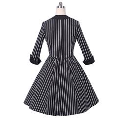 Women's Elegant Vintage Stripe Swing Dress N14173