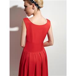 Elegant Plain Sleeveless Single Pleateds Women's Dress  N14183