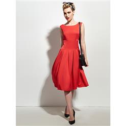 Retro Dresses for Women 1960, Vintage Dresses 1950's, Vintage Dress for Women, Cocktail Party Dress, Midi Red Dress, #N14183