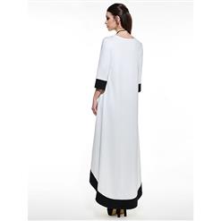 Women's Simple White High Low Maxi Dress N14188