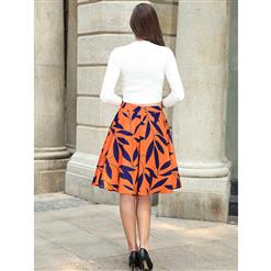 A-Line High Waist Floral Print Casual Skirt  N14215