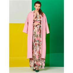 Plain Pink Overcoat , Women's Belt Closure Overcoat, Midi-Length Overcoat , Women's Casual Overcoat . #N14218