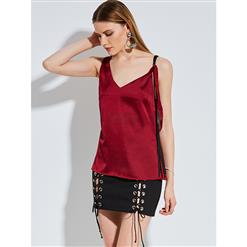 Women's Fashion Blouse, Sexy Blouse for women, Cheap Women's Top, Wine Red Tank Top,  #N14221