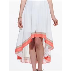 Charming  Women's White Backless High Low Midi Dress N14239