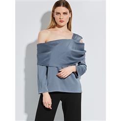 One Shoulder Top, Slim Polyester Shirt, One Shoulder Blouse, Sexy Crop Top, Sexy One Shoulder Blouse Top, Sexy Blouse for Women, #N14255