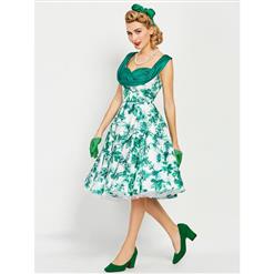 Summer Style Green Sweetheart Invisible Zipper Sleeveless Midi Women's Dress N14256