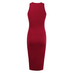 Charming Women's Wide Strap Hollow Bust Bodycon Dress N14280