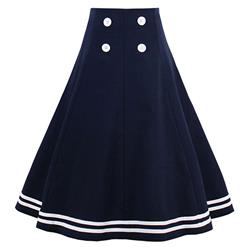 Women's Swing Skirt, Dark Bule High Waist Skirt, Sexy Dark Bule Skirt, Casual Wearing Skirt, School Style Skirt For Women. #N14284