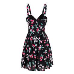 Sexy Women's Sweetheart Neckline Strappy Backless Floral Print Swing Mini Dress N14311