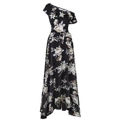 Hot Sale Women's Charming Floral Print One Shoulder Backless Maxi Dresses N14332