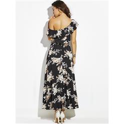 Hot Sale Women's Charming Floral Print One Shoulder Backless Maxi Dresses N14332