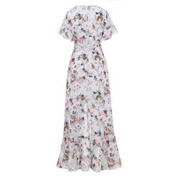 Hot Sale Women's Charming Floral Print Sleeve Irregular Hem Maxi Dresses N14334
