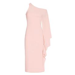 Women's Sexy Light Pink Oblique Collar Long Sleeve Bodycon Dress N14355