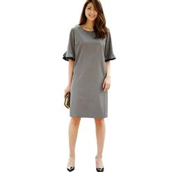 Women's Casual Elbow Sleeve Loose Style Midi Dresses N14359