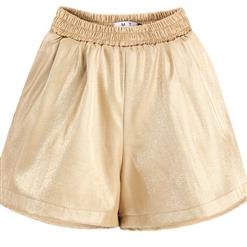 Women's Gold Mid Waist Loose Elastic Pant N14360