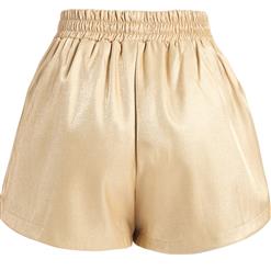 Women's Gold Mid Waist Loose Elastic Pant N14360