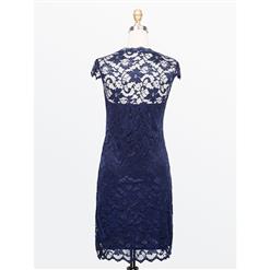 Women's Vintage Sleeve Floral Lace Cap Bodycon Dresses N14368