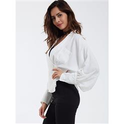 Women's Casual Plain  Long Sleeves Blouses and Tops N14381