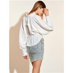 Women's Casual Plain  Long Sleeves Blouses and Tops N14381
