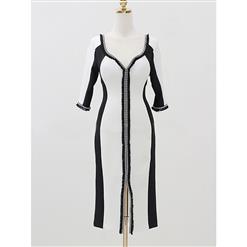 Women's Fashion Half Sleeve Split Joint Bodycon Dresses N14384