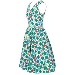Women's Vintage Sleeveless Floral Print Swing Midi Dresses N14399