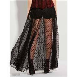 Fashion Women's Black Floral See-through Mesh Skirt with Pant N14417