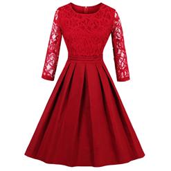 Evening Party Red Dress, Cocktail Party Dress for Women, Semi Formal Dress for juniors, Red Lace Dress for Women, Casual Red Dress for Women Party, Red Floral Lace Dress, #N14434