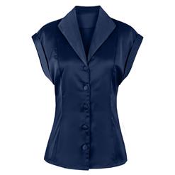 Women's Turn-down Collar Cape Sleeve V Neck Blouse N14436