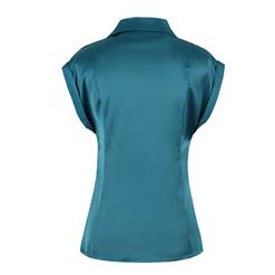Women's Turn-down Collar Cape Sleeve V Neck Blouse N14438