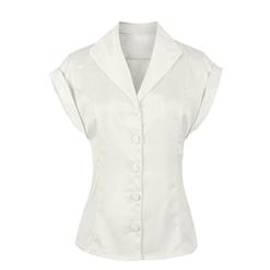 Women's Turn-down Collar Cape Sleeve V Neck Blouse N14439