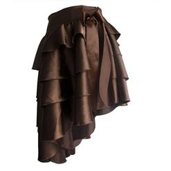 Sexy Brown Satin High-low Ruffles Dancing Party Skirt N14440