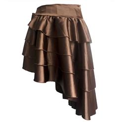 Sexy Brown Satin High-low Ruffles Dancing Party Skirt N14440
