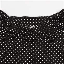 Women's Elastic V Neck Cape Sleeve Wave Point T-shirt N14450