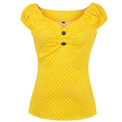 Sexy V Neck T-shirt, Women's T-shirt, Pin-up Shirt for Women, Cheap Shirt, Yellow Sexy Blouses for Women, #N14451