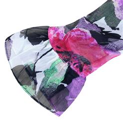 Women's Floral Wrap V Neck Three-Quarter Sleeve Bohemian Maxi Dress N14465