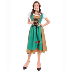 Christmas Cheer Costume, Women's Beer Girl Costume, Bavarian Beer Girl Costume, Traditoinal Bavarian Girl Costume, Oktoberfest Wench Adult Dirndl Dress, #N14610