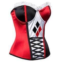 Sexy Women's Strapless Underwire Cup Plastic Boned Clown Cosplay Role-Playing Overbust Corset N14637