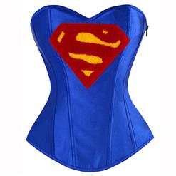 Sexy Women's Strapless Underwire Cup Plastic Boned Superwomen Cosplay Wonder Halloween Costume Overbust Corset N14639