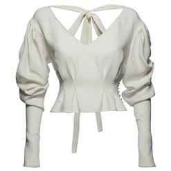 White Blouses, Sexy Women's Blouse, White Blouse Top, Sexy Blouse for Women, Puff Sleeve Blouse, #N14651