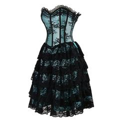 Victorian Elegant Sweetheart Neck Strapless Lace Overlay A-line Corset Dresses N14688