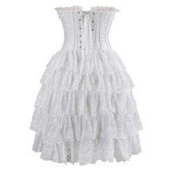 Victorian Elegant Sweetheart Neck Strapless Lace Overlay A-line Corset Dresses N14689