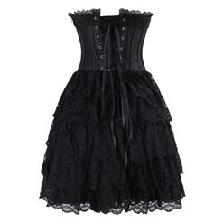Victorian Elegant Sweetheart Neck Strapless Lace Overlay A-line Corset Dresses N14690