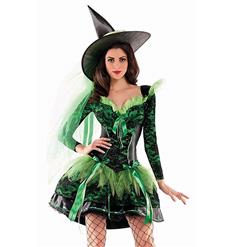 Black Witch Costume, Vintage Witch Halloween Party Dress, Sexy Green Witch Costume, Liquid Green Witch Womens Costume, Witch Adult Costume, #N14748
