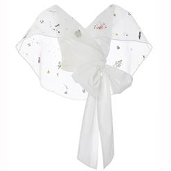 Women's Sexy White Floral Shawl Plain Bow Knot Blouse N14870