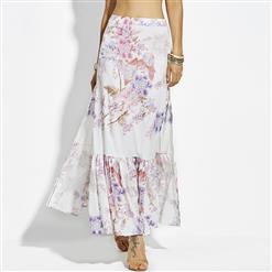 Fashion Women's Flower Print Ankle-length High-Waist Mermaid Skirt N14913