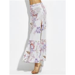 Fashion Women's Flower Print Ankle-length High-Waist Mermaid Skirt N14913