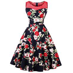 Retro Dresses for Women 1960, Vintage Dresses 1950's, Vintage Dress for Women, Floral Print Dress, Cheap Party Dress, #N14947